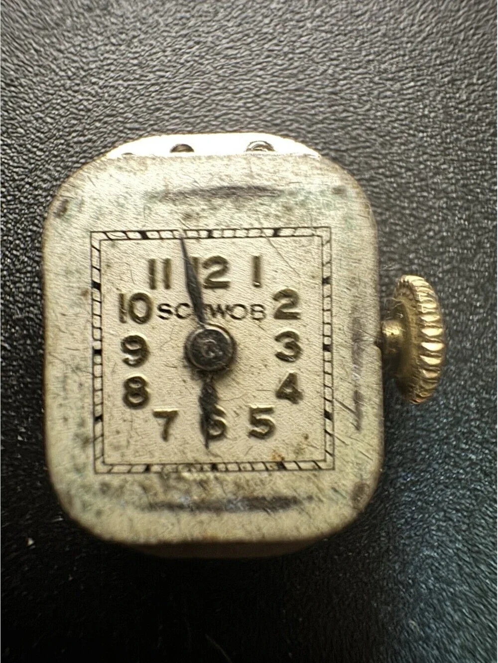 Vintage Schwob Tower Watch Co 17 Jewel Swiss Mechanical Watch Movement Untested